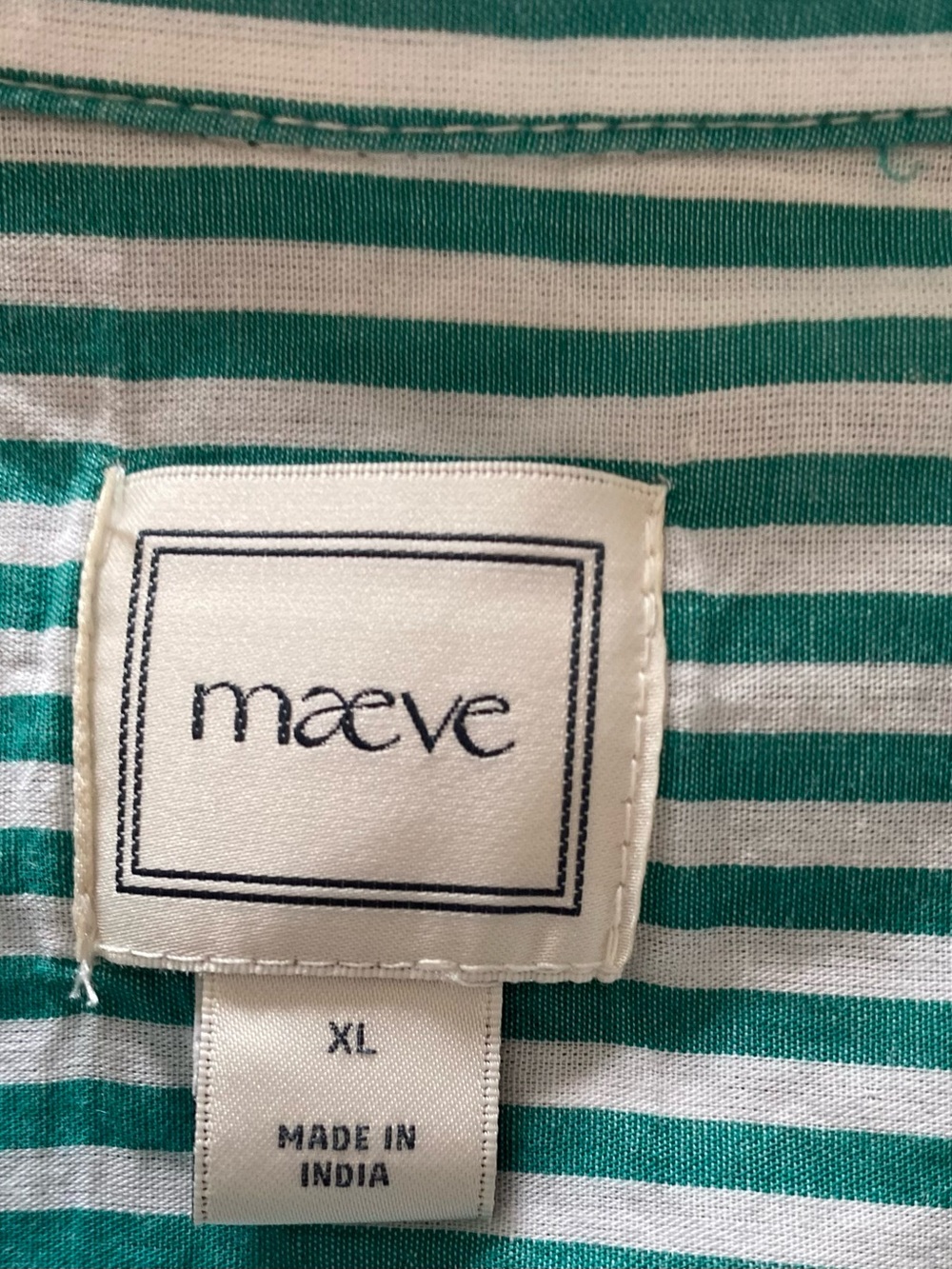 Maeve Green Stripe Embroidered Pocket Button-Up Shirt - Picture 4 of 5